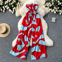 Women's Jumpsuit Elegant Sexy Suspender Printed Jumpsuits Casual Hip Waist Overalls Romper For Women Spring Summer 2024