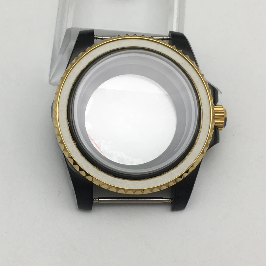 

40MM watch case ceramic ring case assembly For NH36 NH35 movement black gold