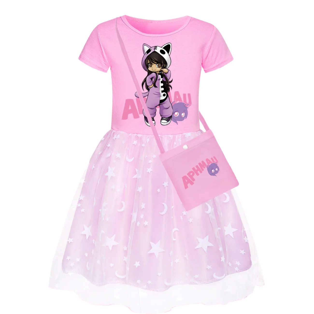 Anime Aphmau Cat Dress for Baby Girls Super Cats Cosplay Costume Kids Summer Ball Gown Wedding Party Princess Vestidos