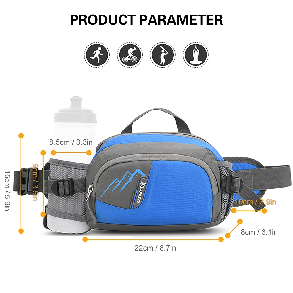 Outdoor Sports Waist Pack w Water Bottle Holder for Cycling Running Walking Hiking Marathons Fanny Pack Hydration Belt Men Women 2