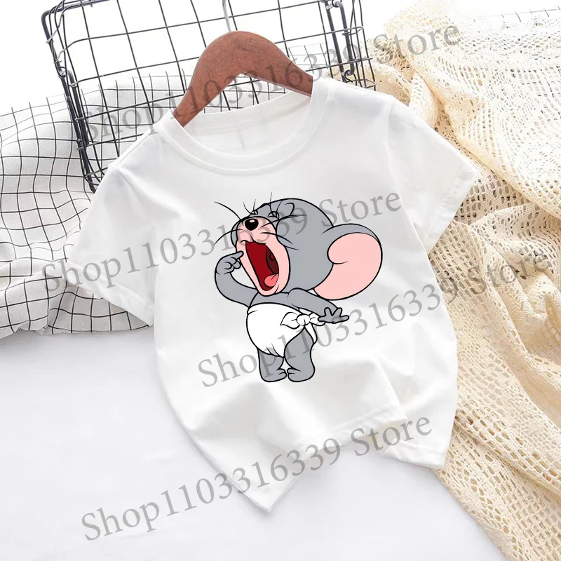 Children's Tom and Jerry Short Sleeve Casual Summer T-Shirt - Fashionable Birthday Gift