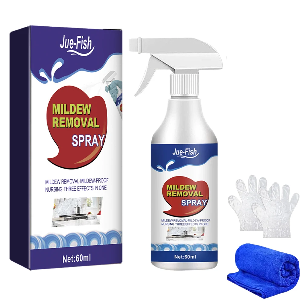 60ML Mildew Removal Spray Powerful Bathroom Mould Cleaner Remover Spray Multipurpose Cleaning Foam for Wall Tiles Bathtubs