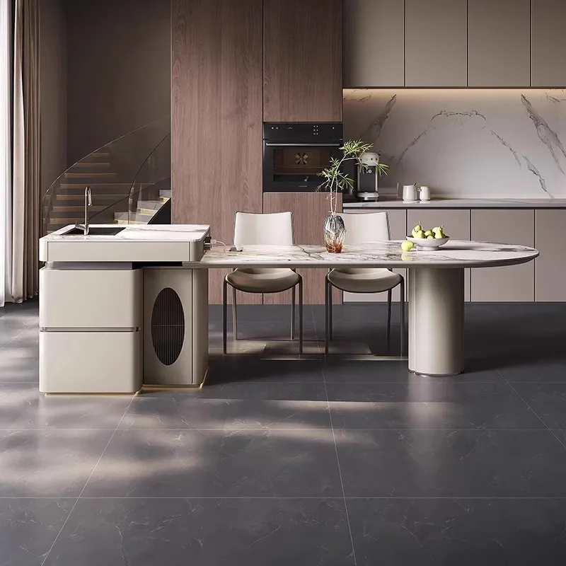 Light luxury oval dining table American style Nakajima sink integrated open kitchen dining table roc