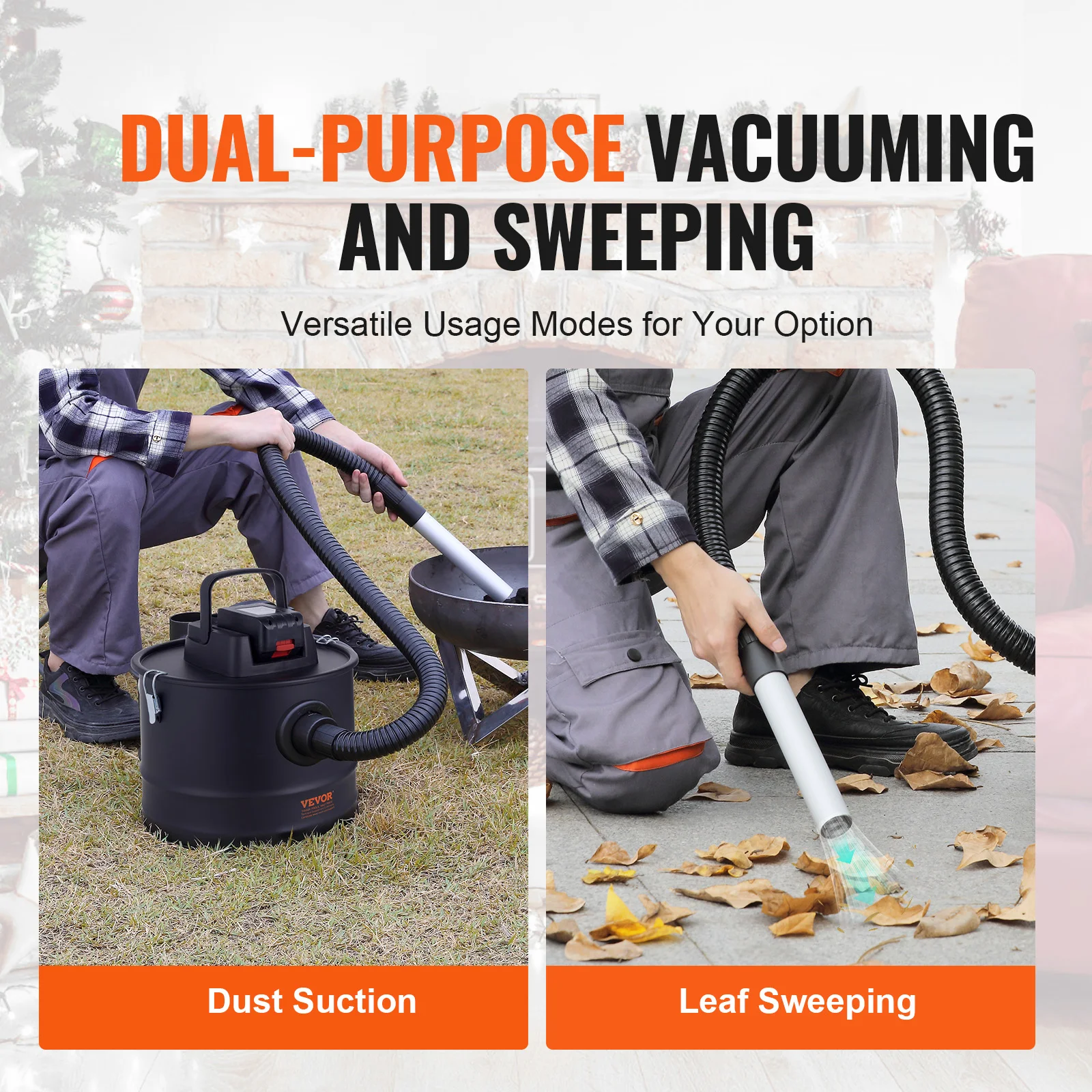 VEVOR Ash Vacuum Cleaner Powerful Suction Fireplace Vacuum with Reverse Suction Power Cable 10 Kpa Max. Vacuum for Fireplaces 6