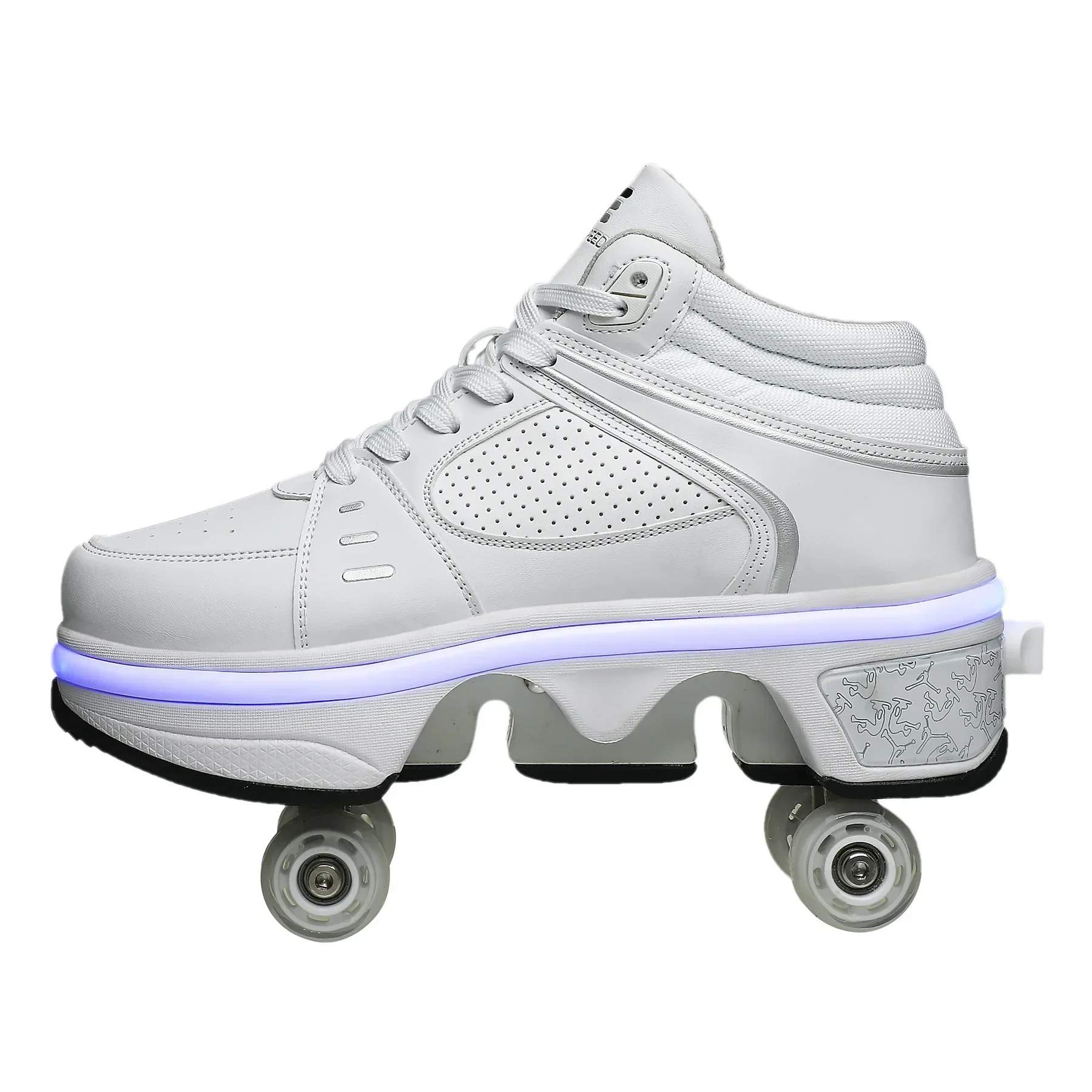 Kids Deformation Roller Skates Shoes 4 Wheels Parkour Sport Roller Shoes Children Girls Boys Skates Unisex Adult Sneakers