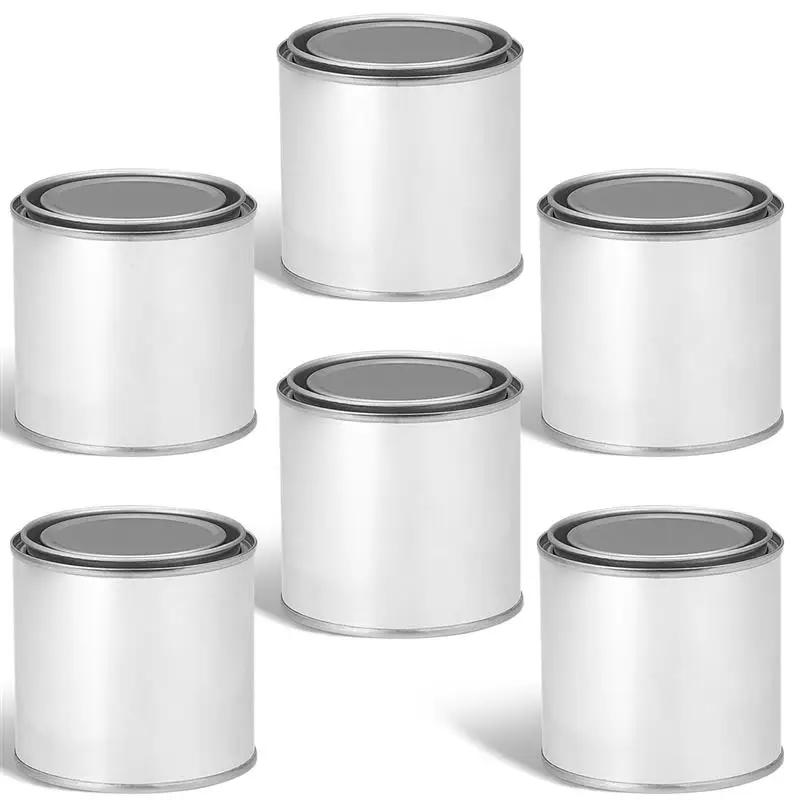 Empty Aluminum Tins 6PCS Metal Paint Cans Unlined With Lids 1/2 Pint Metal Pails For Crafts DIY Project Multipurpose Storage