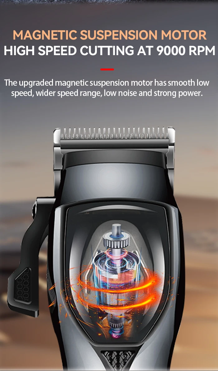 Description Picture 6 of itemKEMEI  Rechargeable Hair Trimmer Multi level fine-tuning   Professional Razor Barber Use Hair Clipper 9000 RPM km-2229