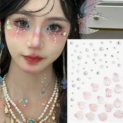 3D Disposable Tattoo Stickers Face Jewelry Crystal Mermaid Diamond DIY Eyes Body Waterproof Makeup Decorations Rhinestones