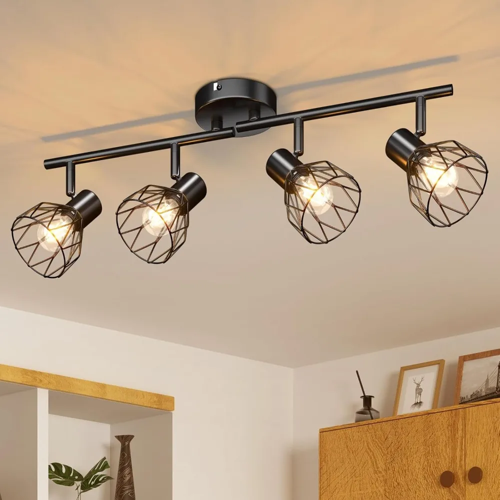 4-weg plafondlamp draaibaar industriële spotlight verlichting zwarte