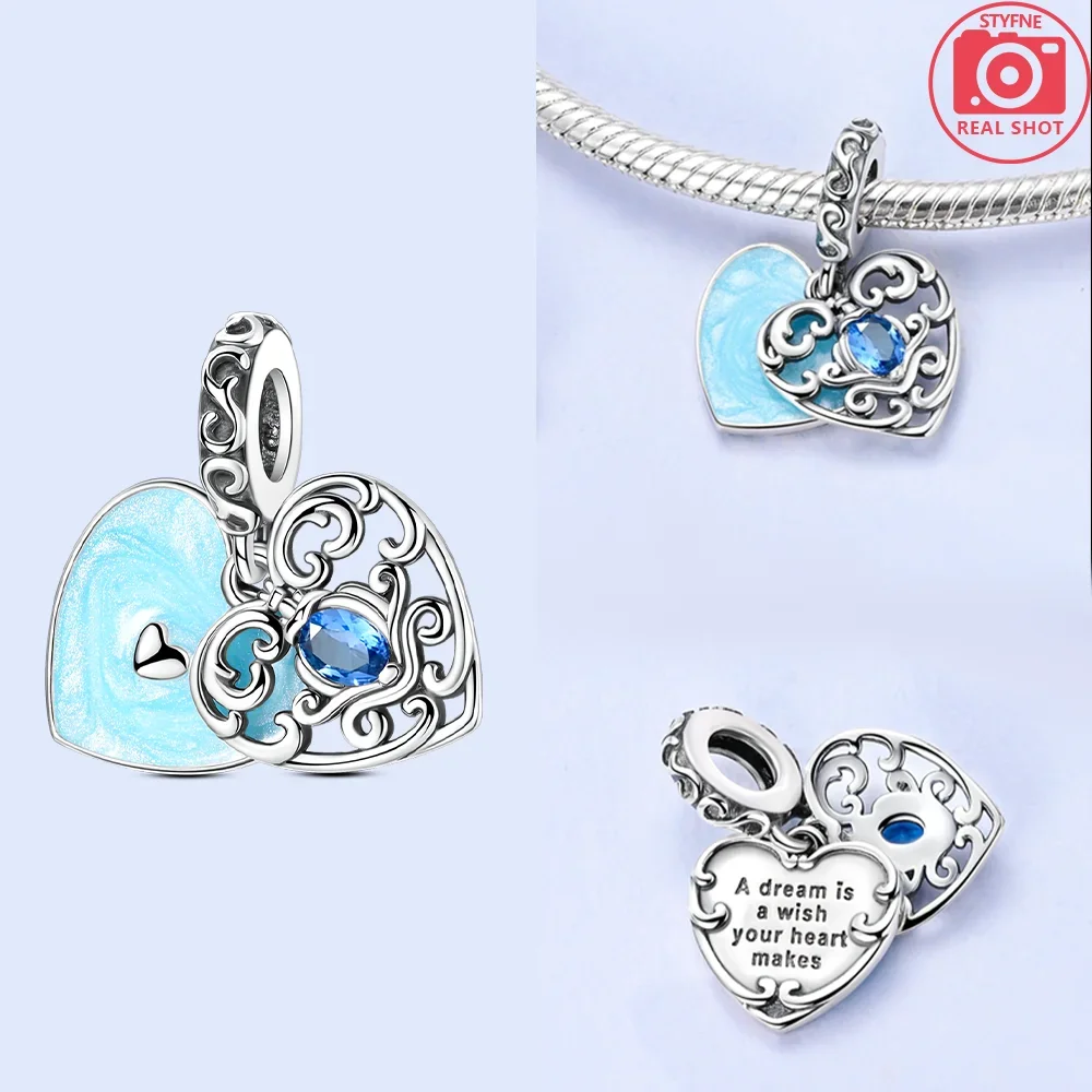 원래 여러 블루 하트 고양이 의사 모자 카메라 매력  비즈 맞는 팔찌 쥬얼리 여성 선물 Diy 액세서리