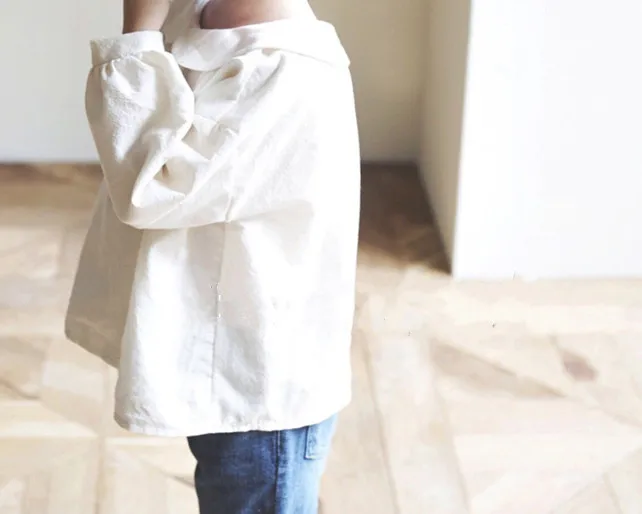 Korean Children's Wear Spring and Autumn Girls Cute Little Literary Style Wrinkled Doll Collar Tied Shirt