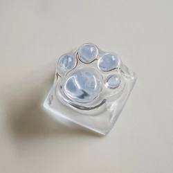 Backlit Cat Paw Crystal Keycap - Cute DIY Personalized Key Caps (Blue x 1)