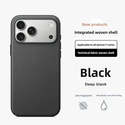 Premium Woven Magnetic Protective Case with MagSafe Compatibility - iPhone 15 (Black NO Logo)