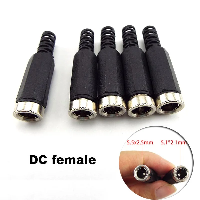 

DC Female Power supply Plug Electric Connector 5.5mmx2.1mm Female Jack Socket Adapter for Wire Charge Adapter
