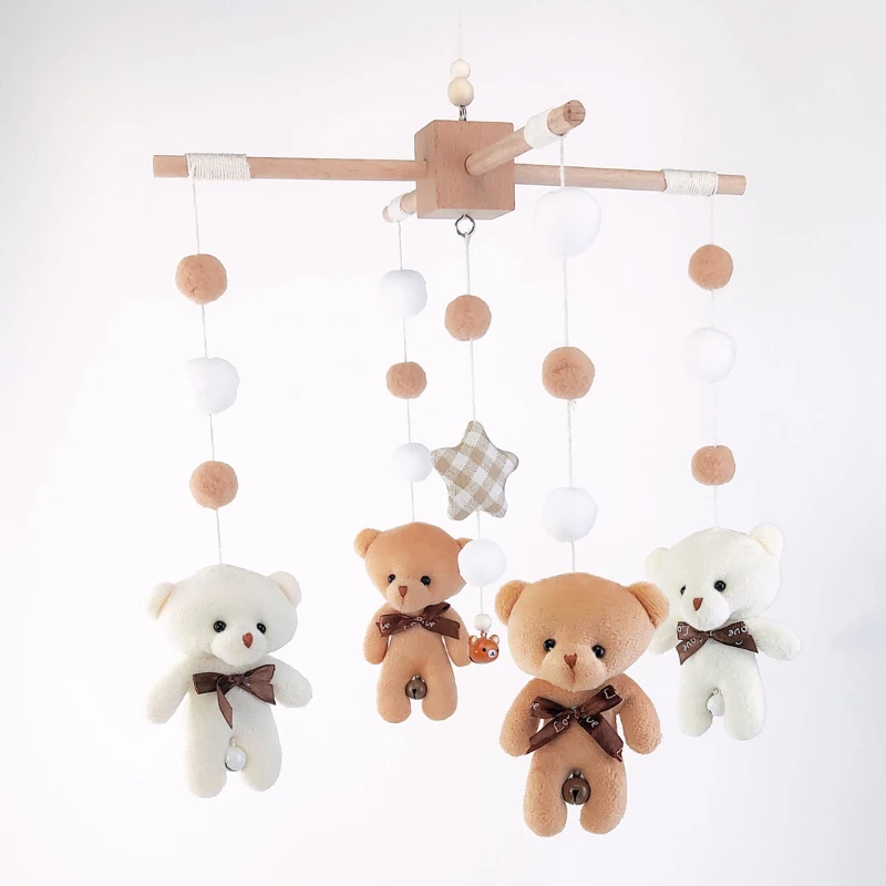 

Mobile Baby Rattle Newborn Toys Bear Bed Bell Plush Doll Hanging Baby Rattle Baby 6 Months Wooden Frame Mobile Crib Toddler Toys