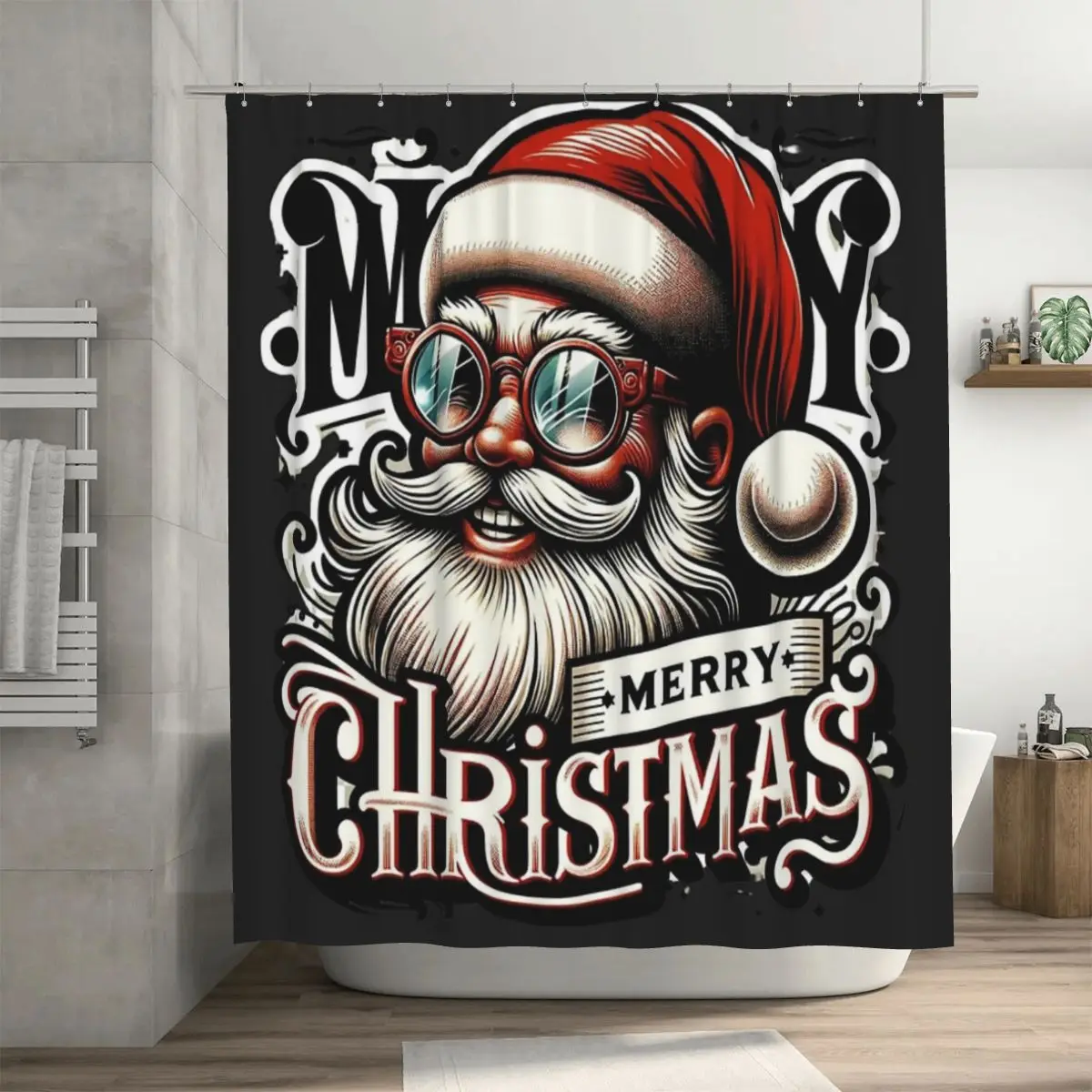 

Рождественская занавеска для душа с Санта-Клаусом, 72x72 дюйма, с крючками, индивидуальный узор, защита конфиденциальности