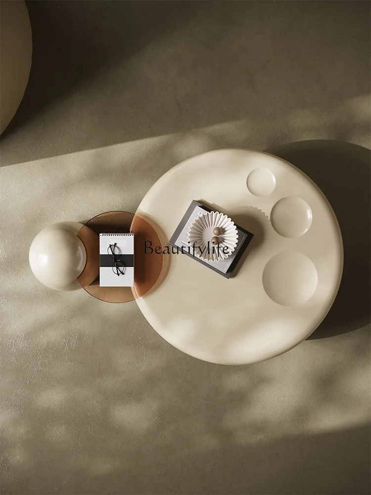 

Living Room Home Light Luxury Modern Simple Small Apartment round Minimalist Glass Tea Table