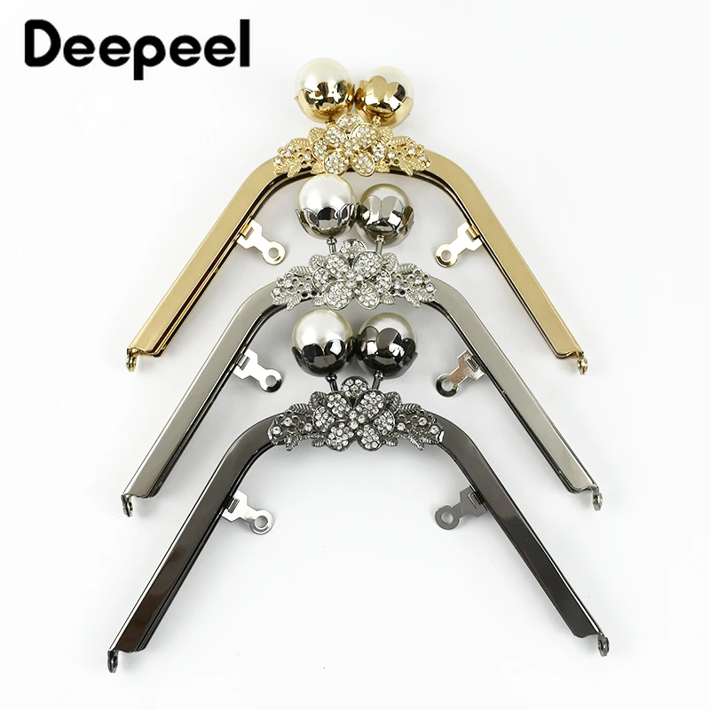 Deepeel 18 cm Metall-Geldbörsenrahmen, Kussverschluss, Tasche, Perlenkopf, Griffe, Handtasche, Geldbörse, Nähklammern, Griff, DIY-Hardware-Zubehör