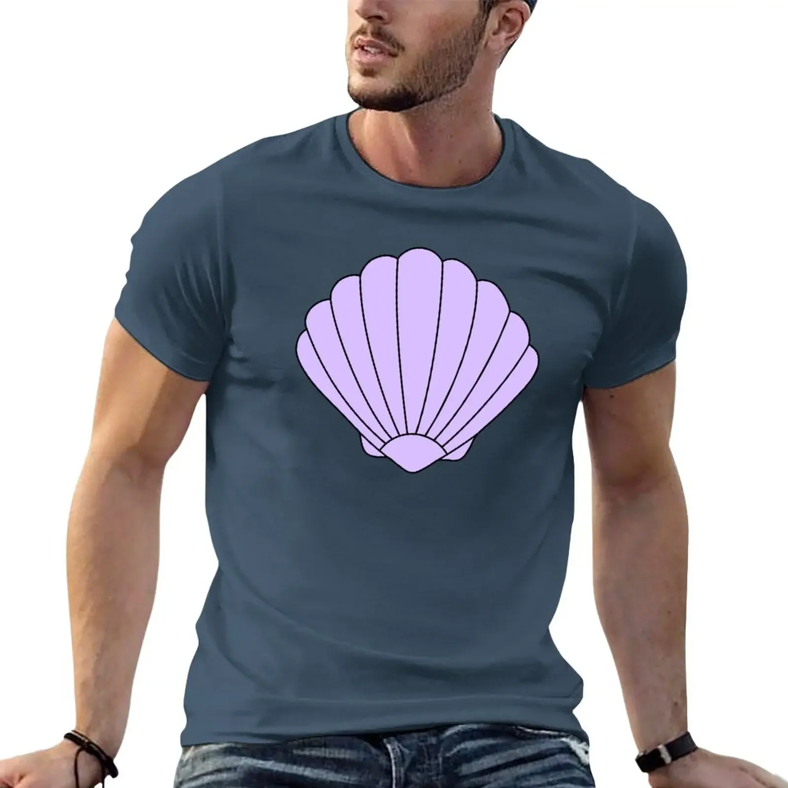 Maglietta Icona Conchiglia Viola Top Taglie Forti Camicetta Abbigliamento Uomo