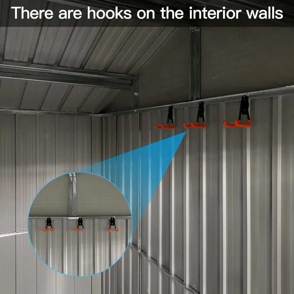 Description Picture 5 of itemSheds 10FT x 8FT Outdoor with Window & Storage Clearance, Metal Anti-Corrosion Utility Tool House with Lockable Door