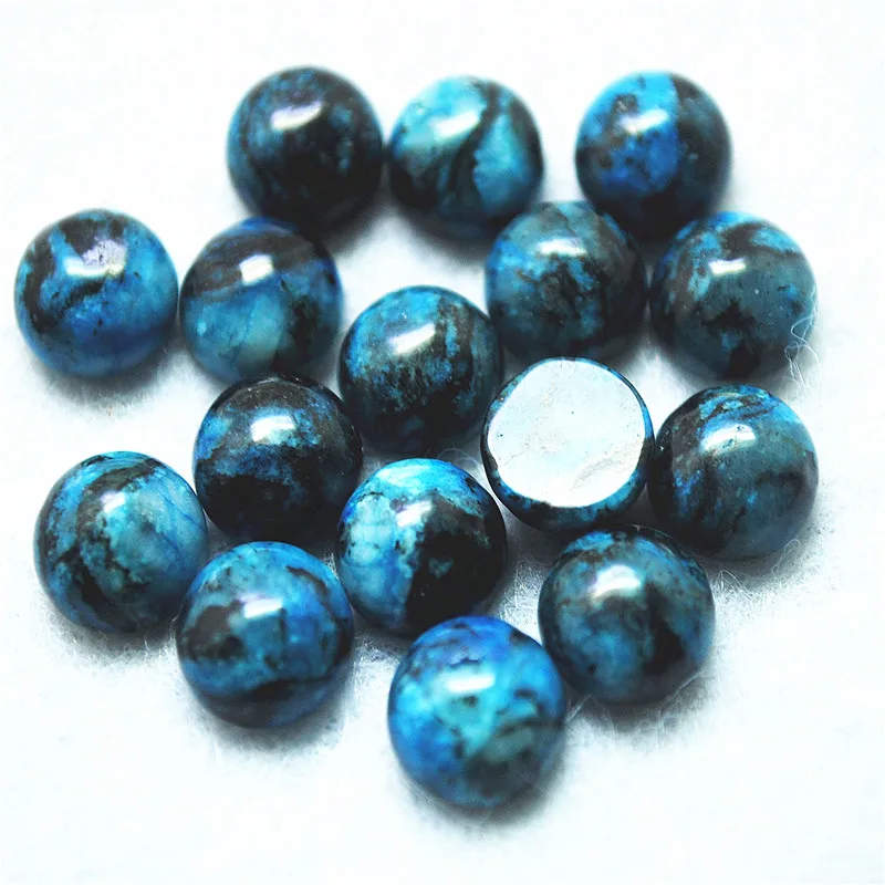 

20PCS Natural Blue Jasper Cabochons Round Shape Size 8MM 10MM NO HOLE Loose Beads Cabs DIY Jewelry Findings Free Shippings