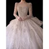 Luxury Long Sleeve Wedding Beading Shinning Wedding Dress