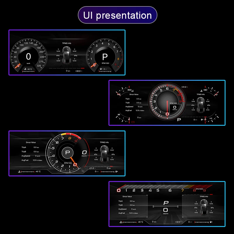 Panel de Instrumentos Digital KD para Ford Edge 2015-2020, Pantalla LCD Digital de 12.3 Pulgadas con CarPlay, Android Auto y GPS 2