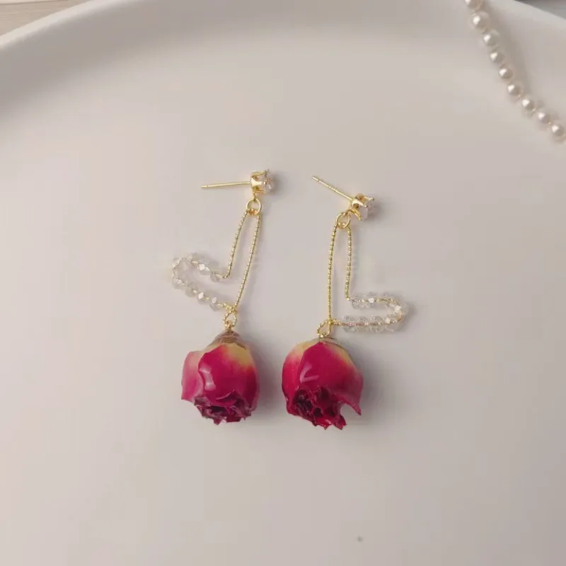 Red Rose Epoxy Resin Earrings Image 9