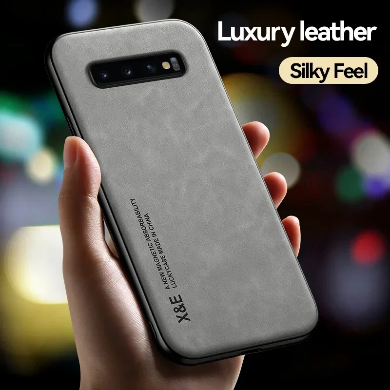 Phone Case Case For Samsung S10 S9 Plus Note 10 Plus A56 A36 A26 A16 A55 A35 A15 Luxury Leather Cover Metal Plate Support Car Hold