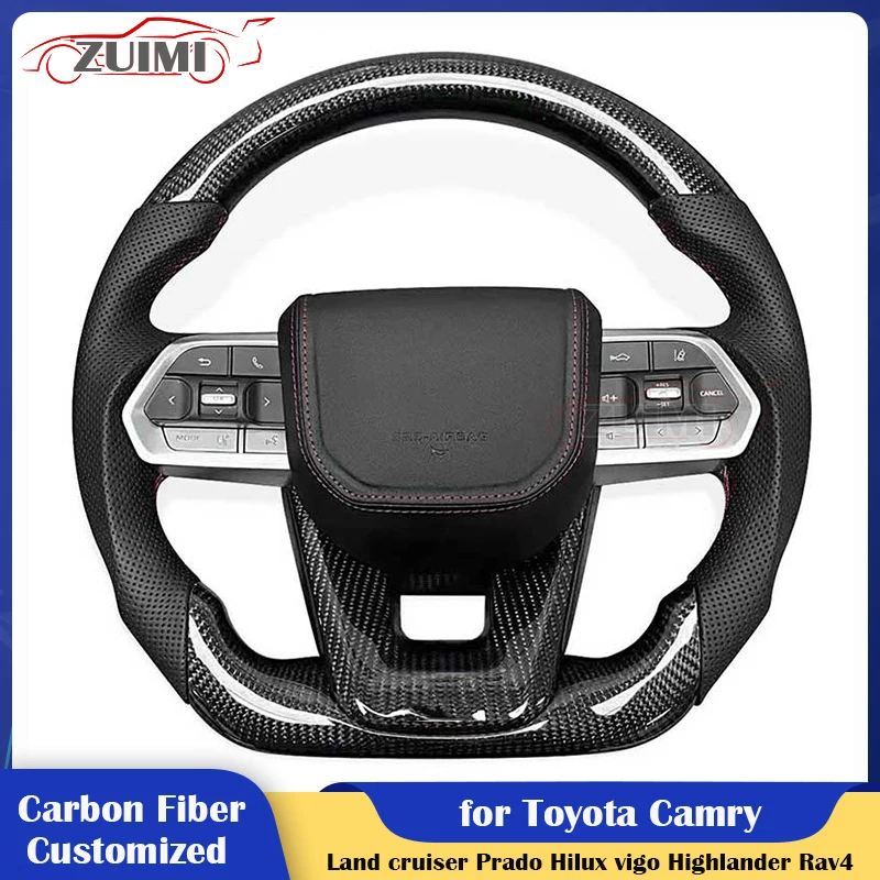 

Upgrade Carbon Fiber Car Steering Wheel for Toyota Camry Land Cruiser Prado Hilux Vigo Highlander Rav4