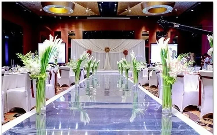 2M wide wedding carpet Center pieces Mirror Aisle Runner Gold Silver Double Side Design T Station Decoration supplies 10M /lot