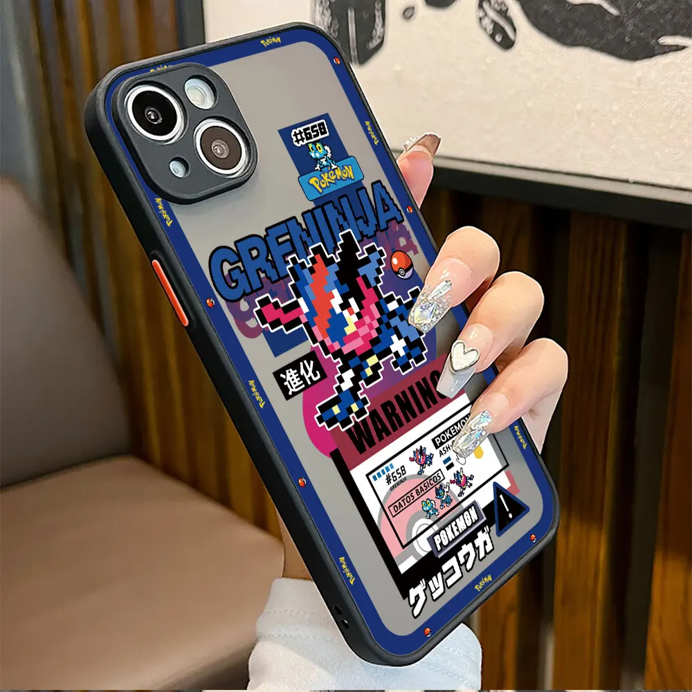 Pokemon Cute Greninja Pixel Phone Case for Apple iPhone 15 SE 6S