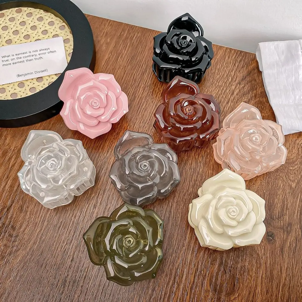 

Transparent Retro Rose Hair Claw Fashion Design Ponytail Hairpin Acrylic Hair Claw Shark Clamp Korean Style Flower Hair Clip