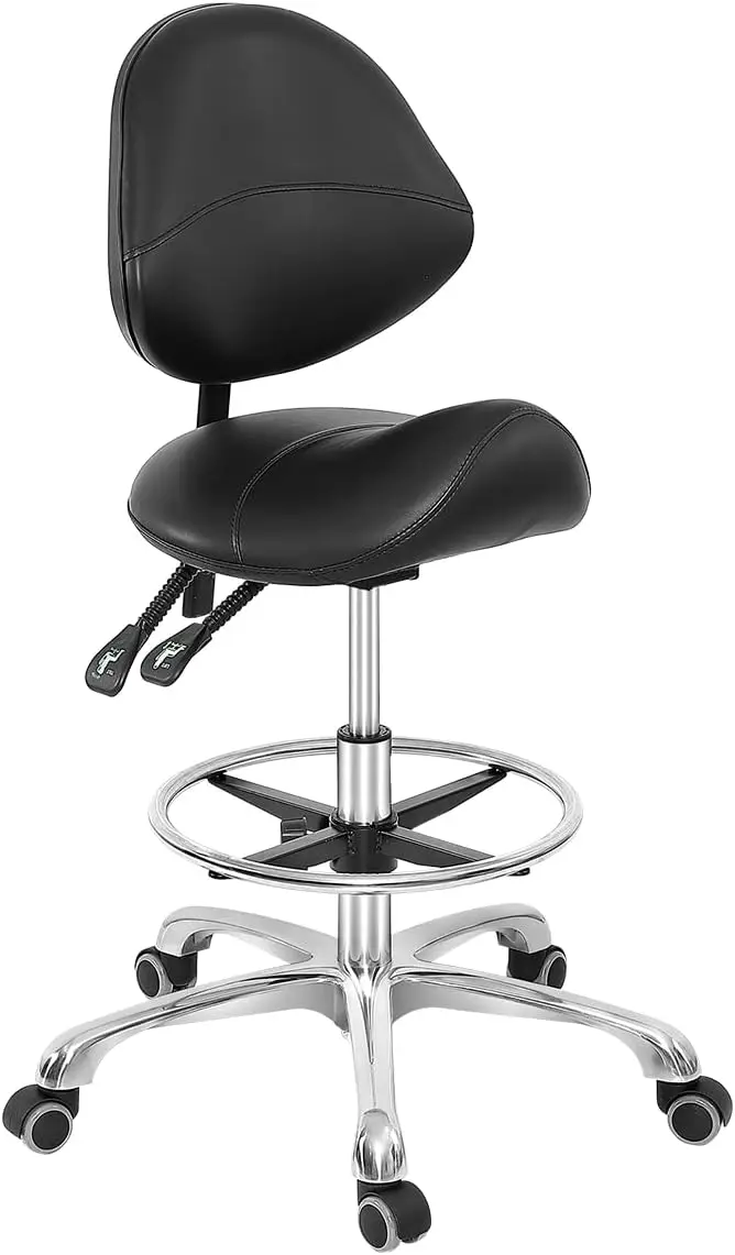 Back Support Hydraulic Ergonomic Saddle Seat Stool with Wheels for Clinic