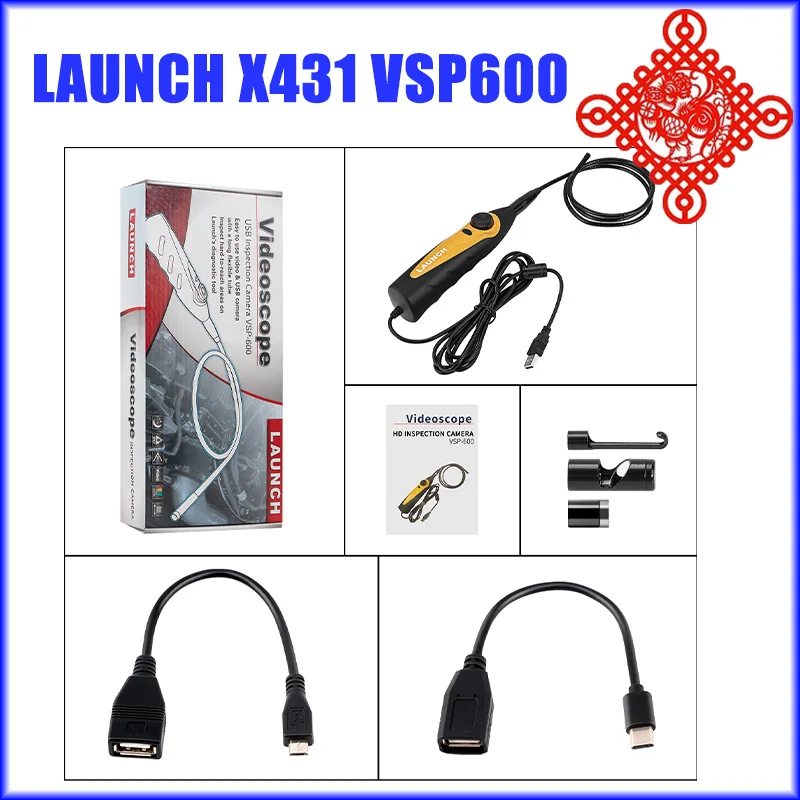 Lancio X431 Vsp600 Videoscopio Vsp-600 Digital Hd Endoscopio Ispezione Telecamera Rilevatore Decoder Accessori Strumento Diagnostico