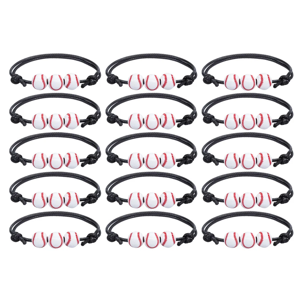 

15 Pcs Baseball Bracelet Decorative Bracelets for Girls Sports Wrist Chain Charm Braided Wristband Football Commemorative Gift