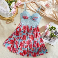 Nouvelle Robe de Nuit Sexy pour Femme, Imprimé Floral, Lingerie Romantique, Vêtements de Nuit Attrayants, Pyjama d'Été, Babydoll Intime 4