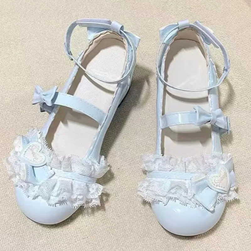 Chunky Mary Jane 싱글 신발 여성 패션 라운드 헤드 얕은 활 한 라인 ..