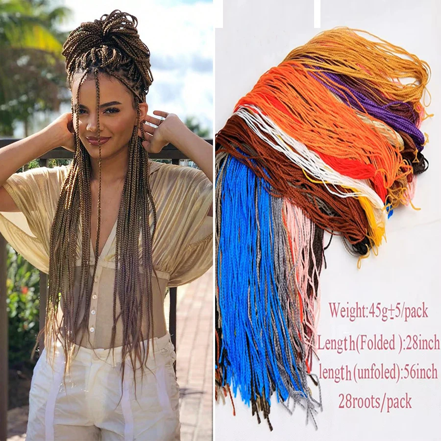 28 Inch Long Curly Synthetic Zizi Braids Colored Crochet Box Braiding Senegalse Twist Braiding Hair Extensions For Women 50g 1