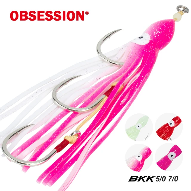 OBSESSION 24cm Big Octopus Jig Lure BKK 8062 Gang rig Jigging Hook Japan  Fishhooks Barbed Sailfish Sea Fishing