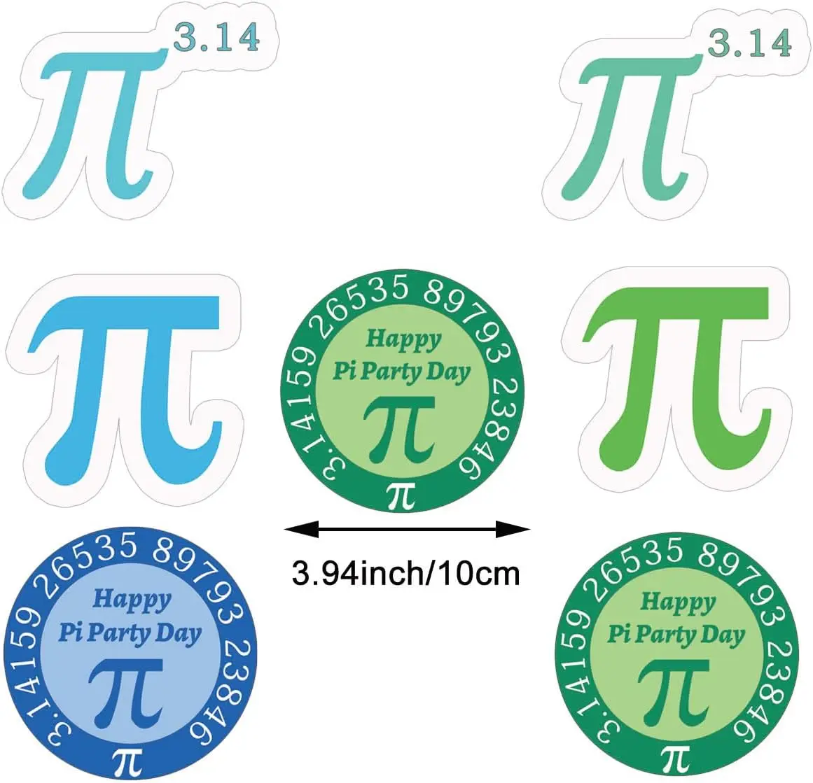60 Pcs &pi; Symbol Decorations Scientific Labels Pi Day Commemorative Celebration Card 3.94 inch Geometric Pi Math Science Cards