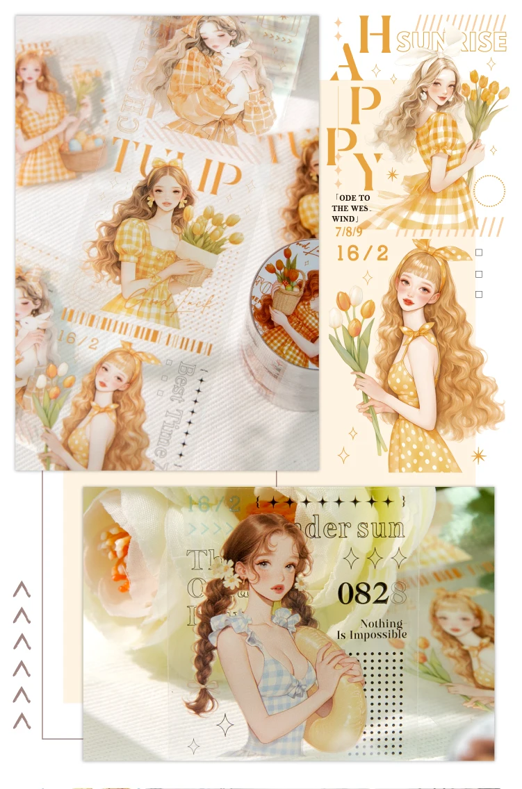 Journal GO 5 x 200 cm dekorative Klebeband-Aufkleber zum Einfrieren von Sommer-Mädchen-Abdeckband, Scrapbooking, DIY, Journal, Fotorahmen-Abziehbilder – Detail 11