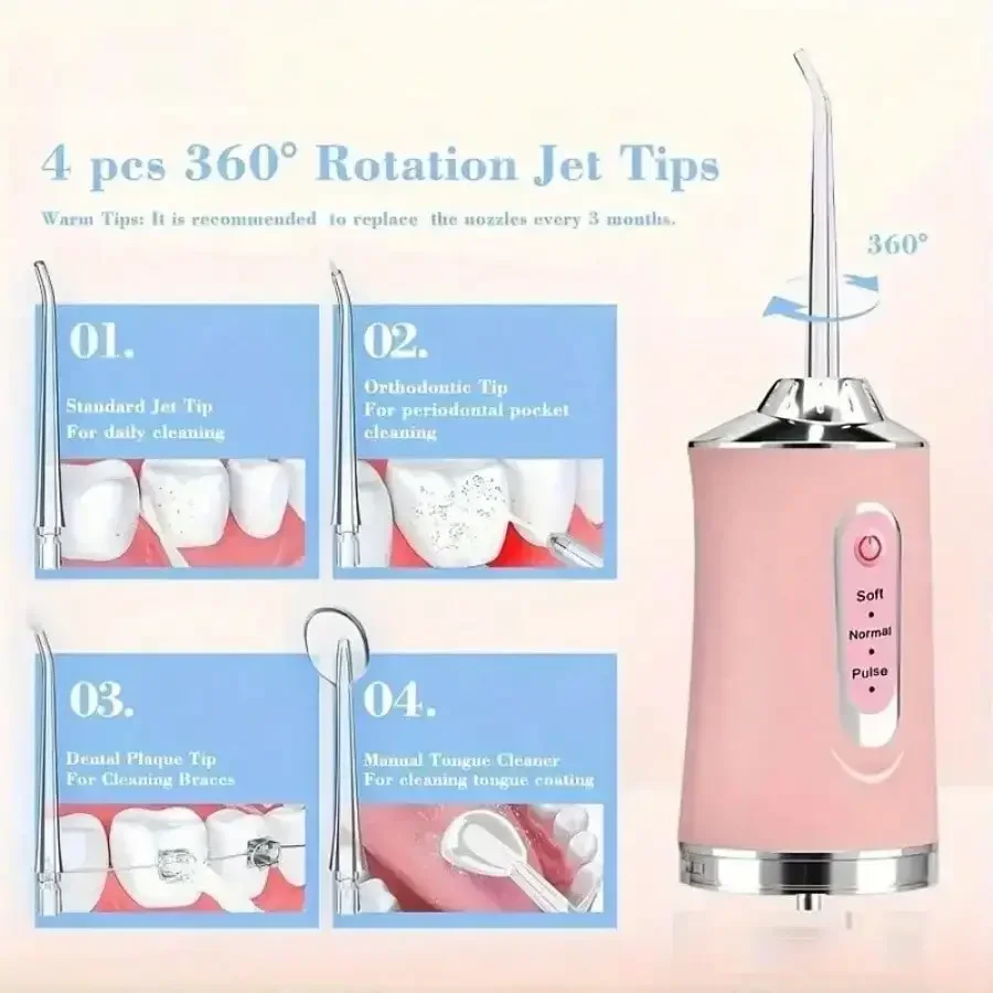 USB Portable Oral Irrigator 200ML 4 Nozzles