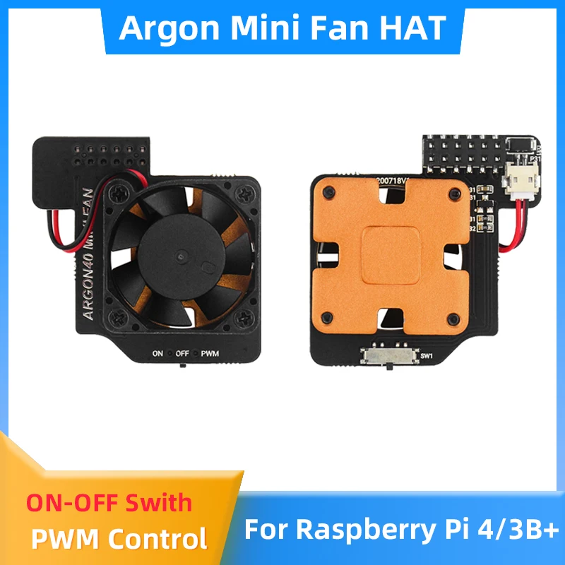 ArgonMiniFanHATwithBuiltinHeatsinkONOFFSwitchPWMFuly