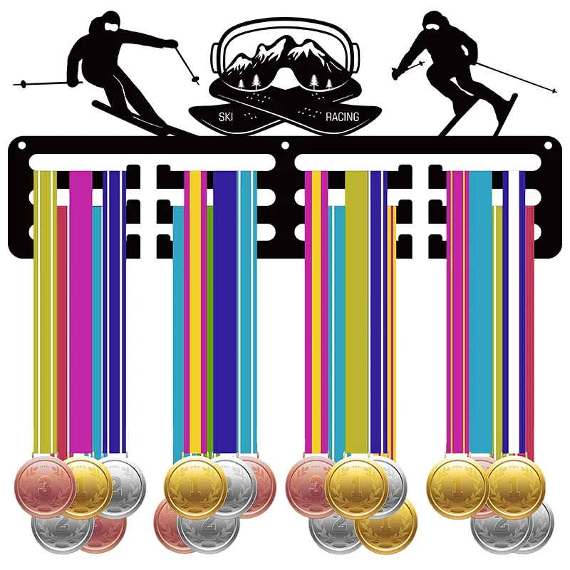 A ski medal display hook, creative metal honor medal display stand, sports commemorative plaque storage decoration, wall art dec