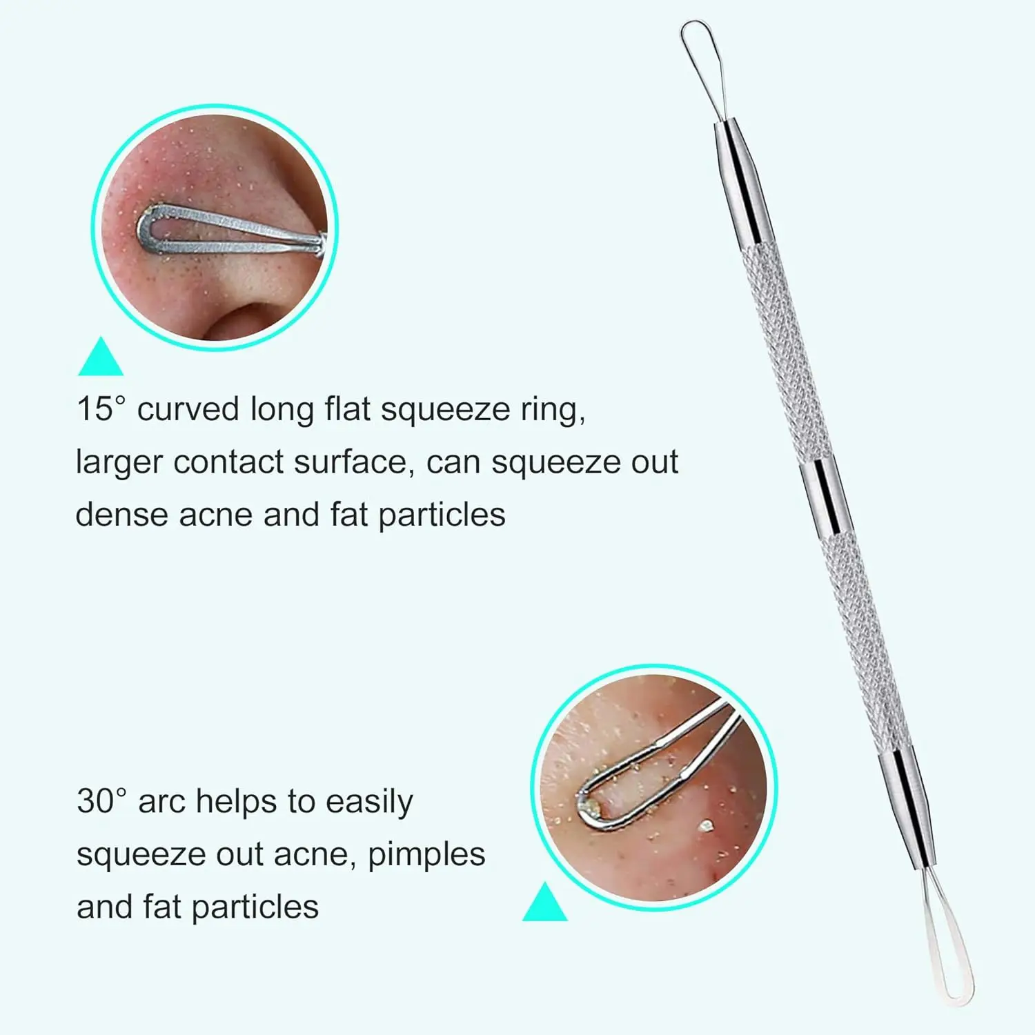 5PCS Stainless Blackhead Removers Pimple Popper Tool Kit Blackhead Extractor for Face Comedone Zit Acne Whitehead Blemish