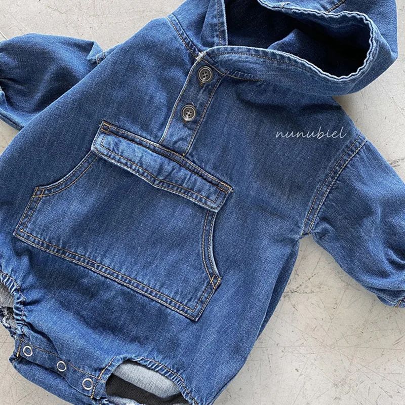 Description Picture 4 of itemNewborn Baby Denim Baby Girl Clothes Outfits Baby Boys Hooded Rompers Kid Cotton Denim Costume Girls Infant Jumpsuit