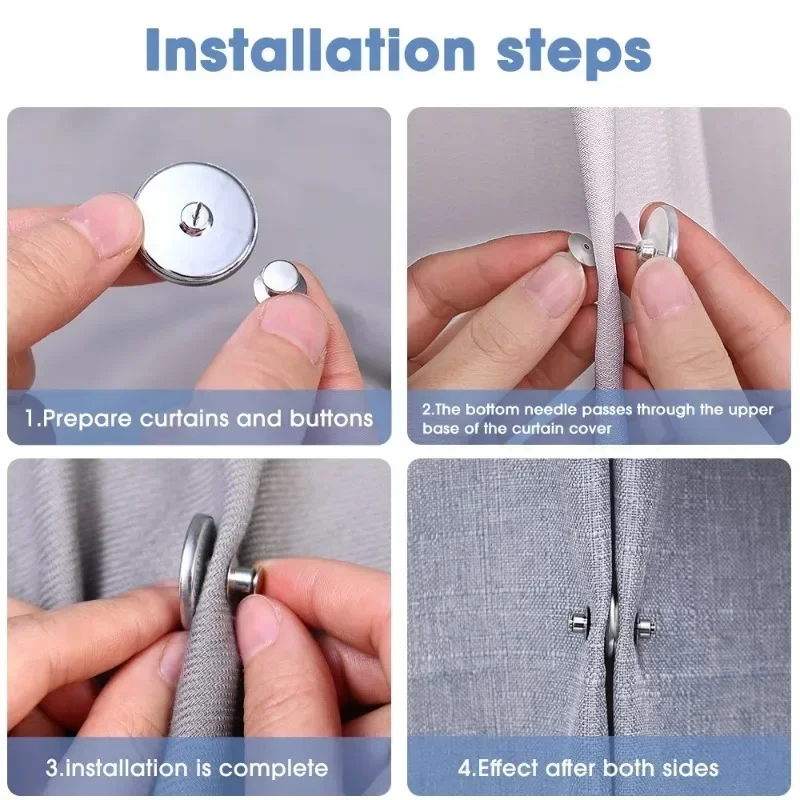 1-10Pairs Curtain Magnetic Button Nail Free Detachable Window Curtain Close Magnet Buckle Adjustment Curtain Clip Accessories