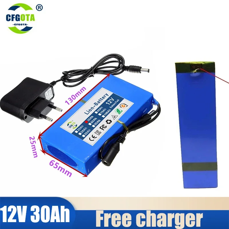 

12V Battery Charge Protective DC 12V 30000mAh Lithium Polymer Super Rechargeable Battery Backup Li-ion 12V Battery Pack