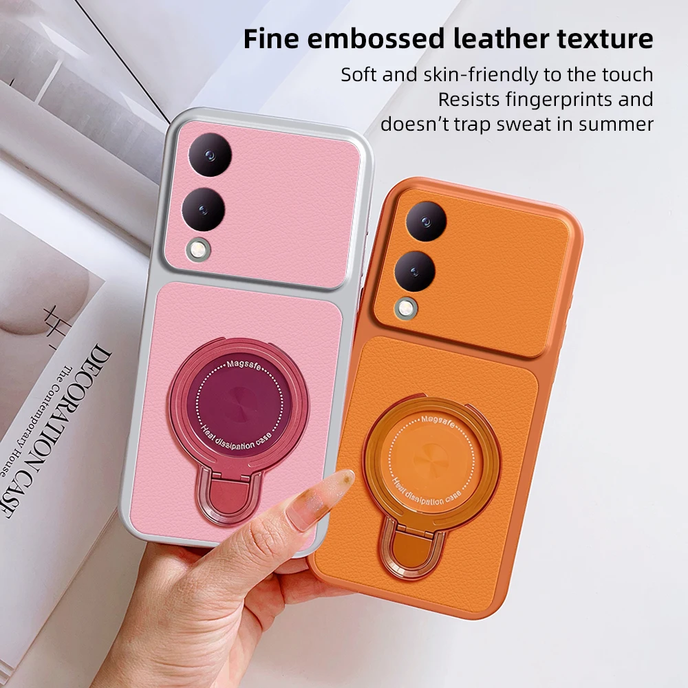 Leather Case with Magnetic Bracket and Magsafe Holder Stand